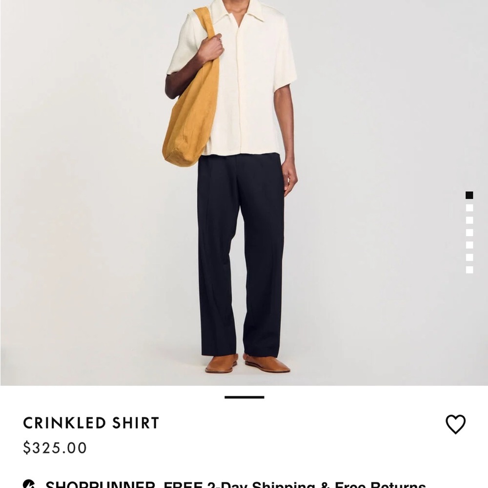 Sandro Paris - Cream Crinkled Shirt - Size L - NWT